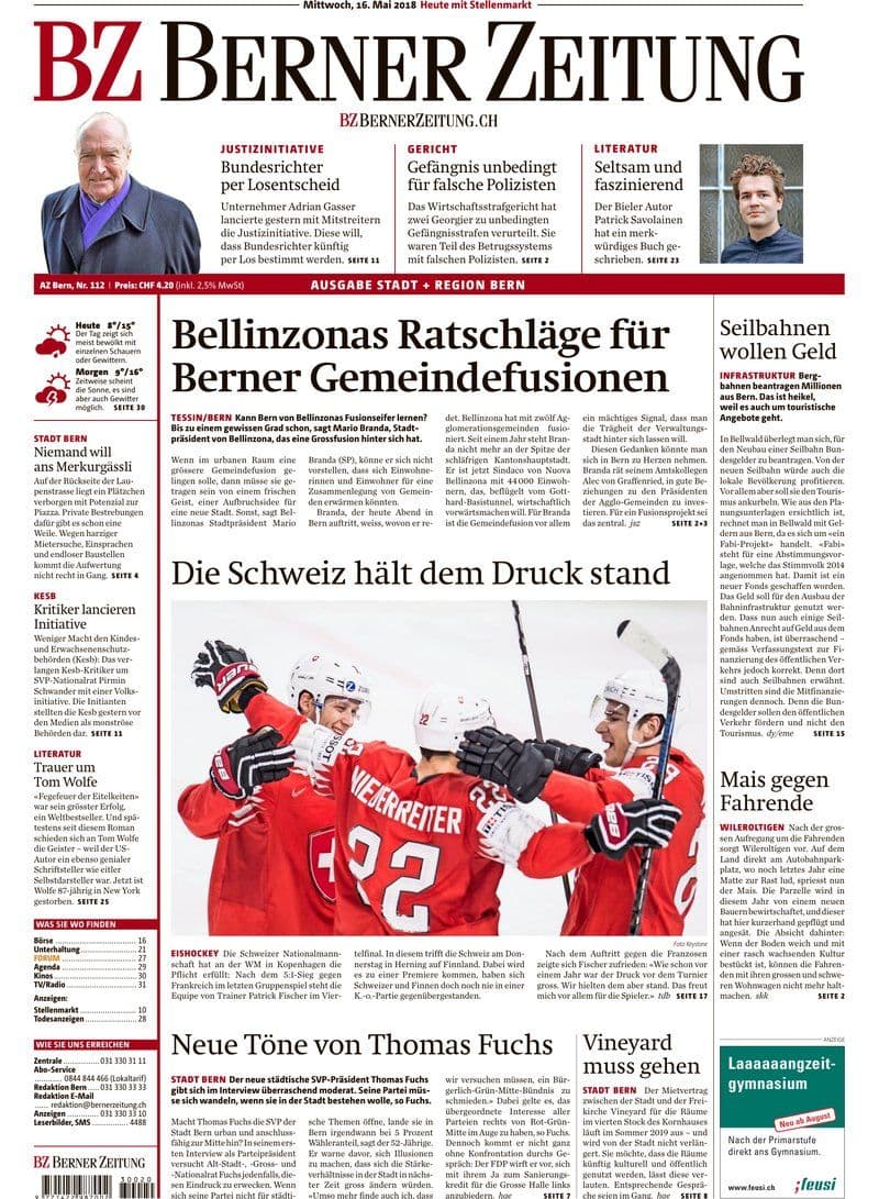BZ.Berner.Zeitung.Stadt.plus.Region.Bern.16.05.2018.GERMAN.RETAIL.eBook-LORENZ
