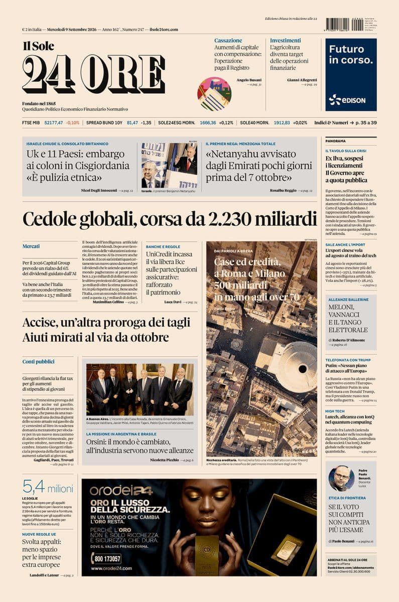 Il Sole 24 Ore - 9 September 2026 [IT]