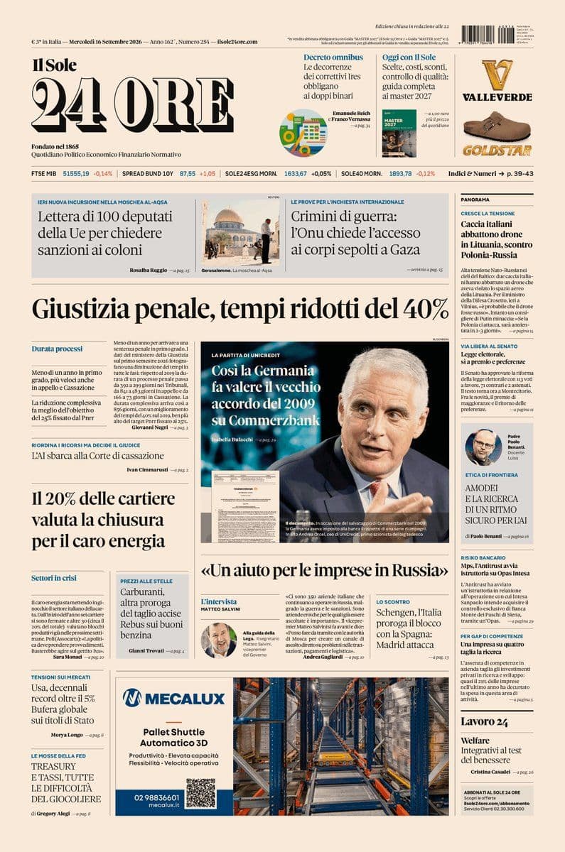 Il Sole 24 Ore - 16 September 2026 [IT]